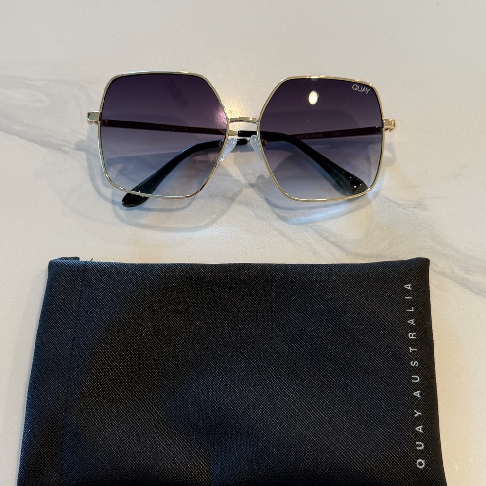 Quay Australia Gold Frame Sunglasses with Purple Lenses